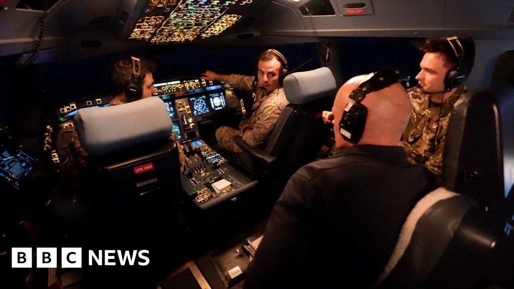 Inside the cockpit of RAF tanker during defensive mission against Iranian drones