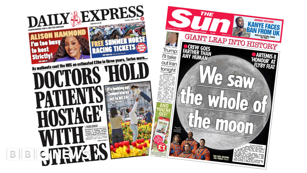 The Papers: Doctors 'hold patients hostage' and 'The whole of the moon'