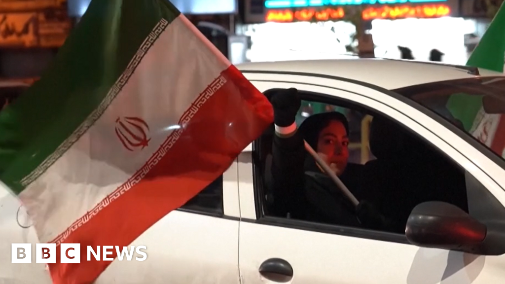 Iranians gather in Tehran following ceasefire announcement