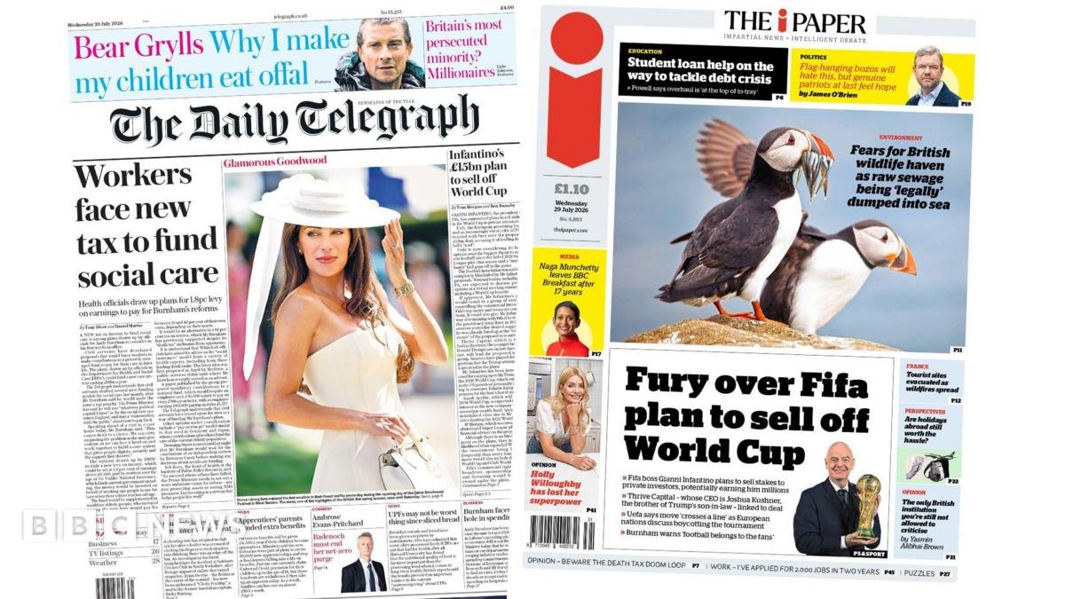The Papers: 'Workers face new tax' and 'Fury over Fifa plan'