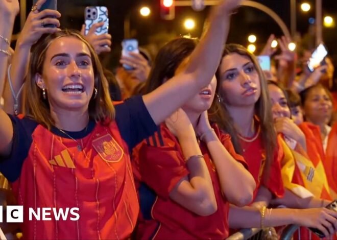Moment fans in Madrid celebrate World Cup win against Argentina