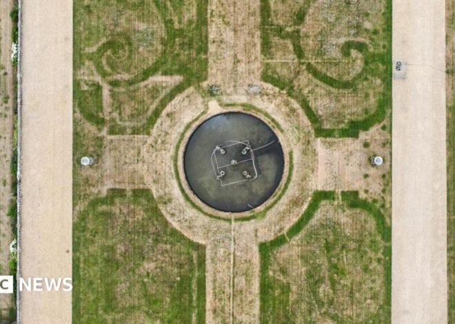 Chatsworth’s parched grass reveals ‘lost’ 17th Century garden