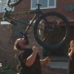 The man who balances bikes, ladders and sheds on his chin