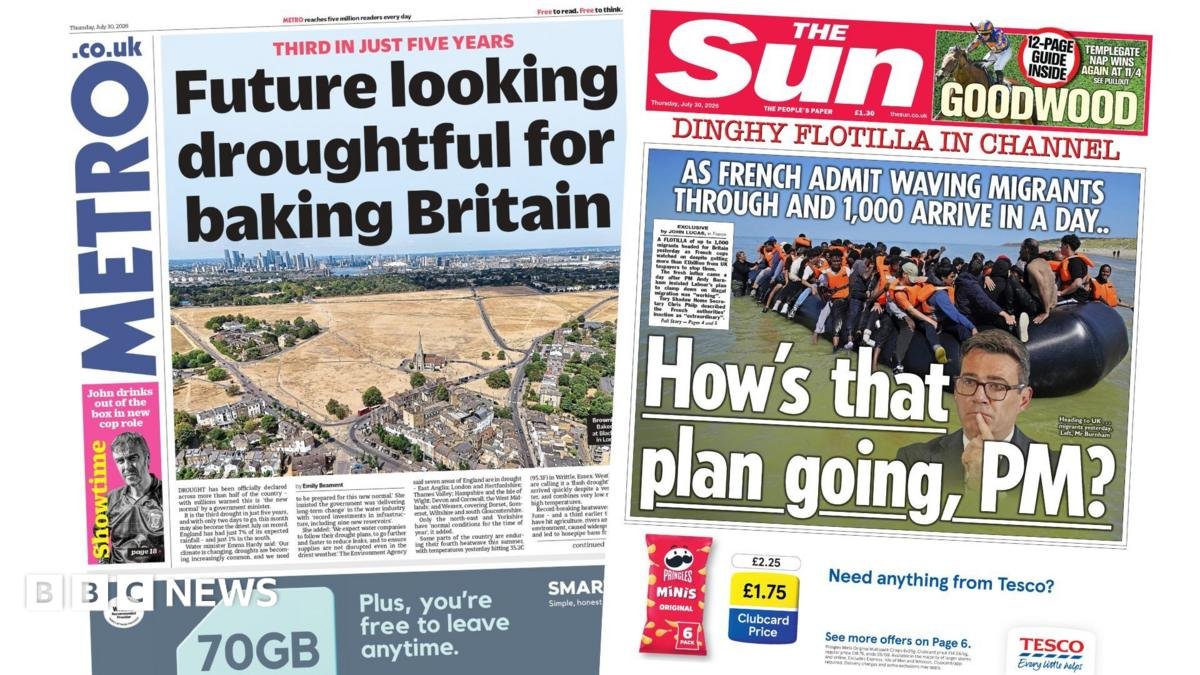 Newspaper headlines: ‘Future looking droughtful’ and ‘Dinghy flotilla’