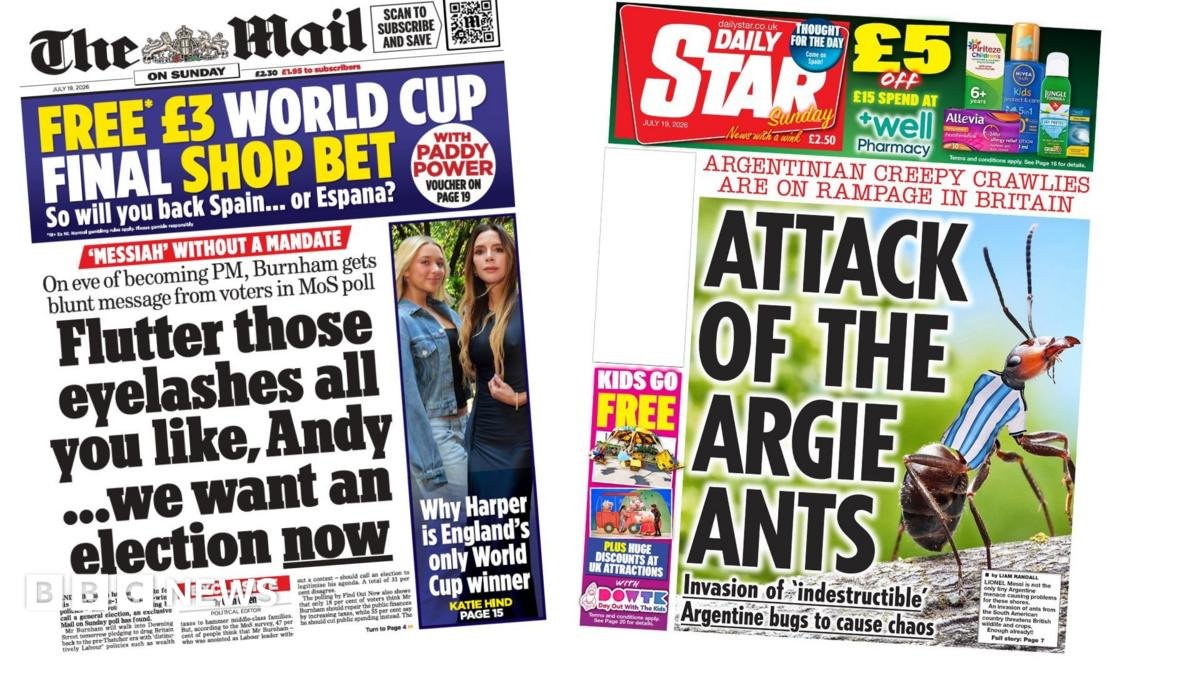 The Papers: 'Messiah without a mandate' and 'attack of the Argie ants'