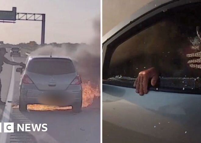 Watch Texas police officer pull man from burning car