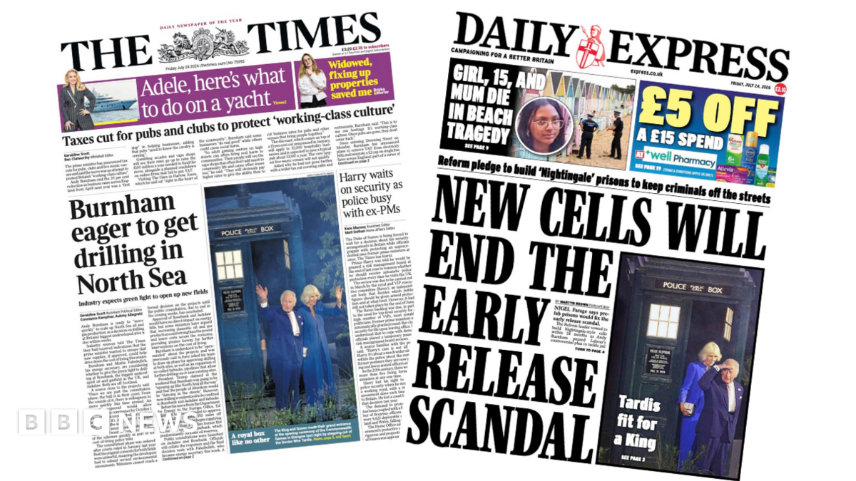 Newspaper headlines: ‘Burnham eager to get drilling’ and ‘Tardis fit for a King’