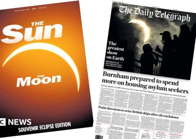 The Papers: 'The Sun, the Moon' and 'The greatest show on Earth'