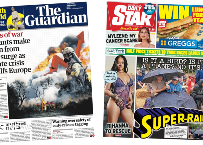 UK papers: 'Profits of war' and 'Super-rain'