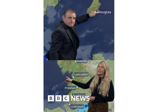 Moment Peter Kay interrupts live weather forecast