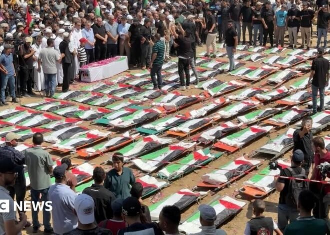 Mass funeral in Gaza for 112 Palestinians killed in 2023 Israeli strike