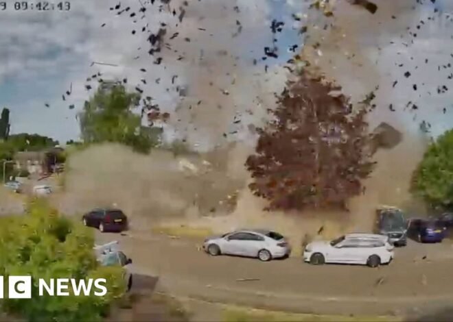 Bungalow destroyed in explosion near Milton Keynes caught on film