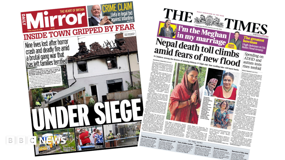Newspaper headlines: ‘Town gripped by fear’ and ‘Nepal death toll climbs’