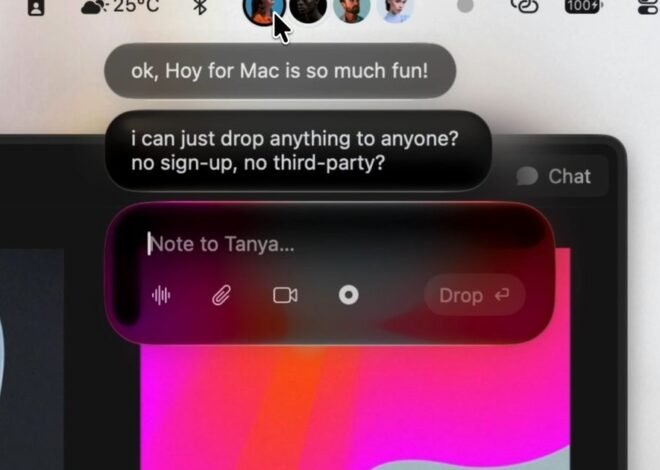 Hoy combines AirDrop, Loom, and voice messages in the Mac menu bar