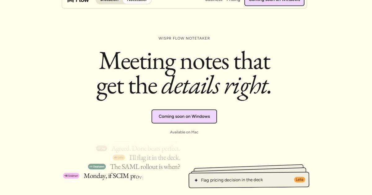 Wispr Flow launches an AI note-taker that works without joining calls