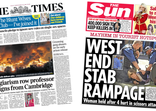 UK papers: 'Plagiarism row professor resigns' and 'West End stab rampage'