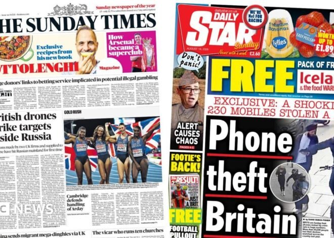 The Papers: UK-made drones 'strike Russia' and 'phone theft Britain'