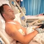 Ollie Millroy thanks Loek Hartog for saving him from his burning car