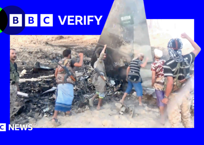 Verified video shows wreck of Saudi warplane shot down over Yemen