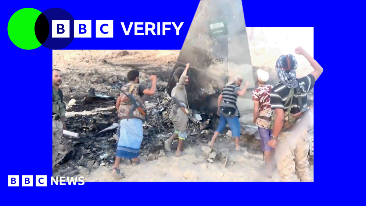 Verified video shows wreck of Saudi warplane shot down over Yemen