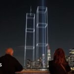 Drone display recreates the Twin Towers over New York City