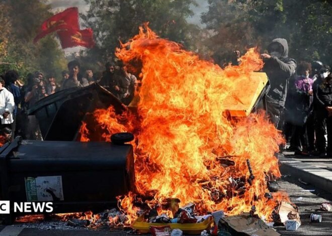 Fires break out at French schools as students protest nationwide